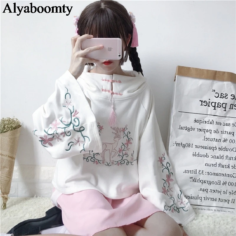 Женский короткий свитшот весна-осень стильная толстовка с капюшоном и цветочной