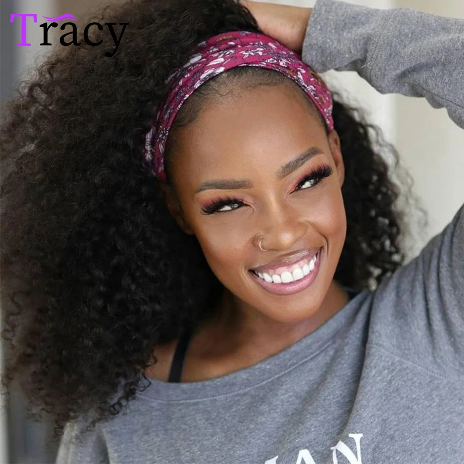 Women's Headband Wig Human Hair Mongolian kinky curly Wigs For Women TRACY Human Hair Glueless Full Machine Made Fast Delivery