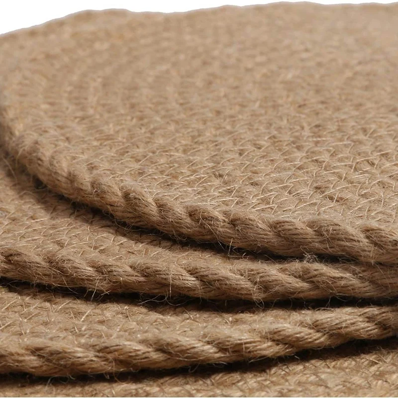 

6 Pcs Round Flax Placemats,Heat Insulation Pot Holders Hot Mats Trivet 12 Inch Flax Thick Hot Pads for Dishes Bowls Pans