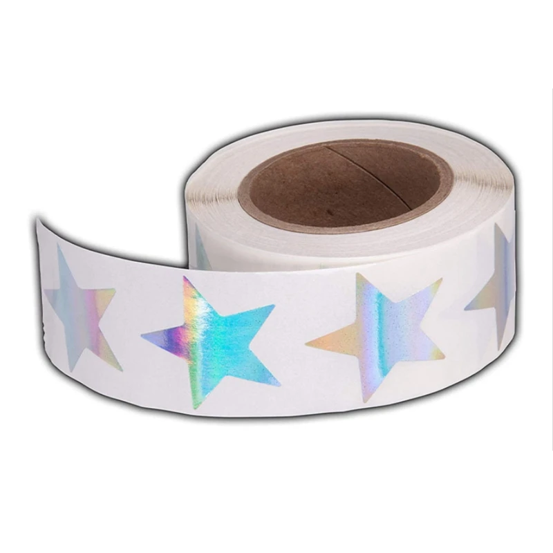

2021 New 500Pcs Holographic Rainbow Commercial Stickers Roll Thank You Adhesive Labels for Envelope Seal Business Gift Wapping