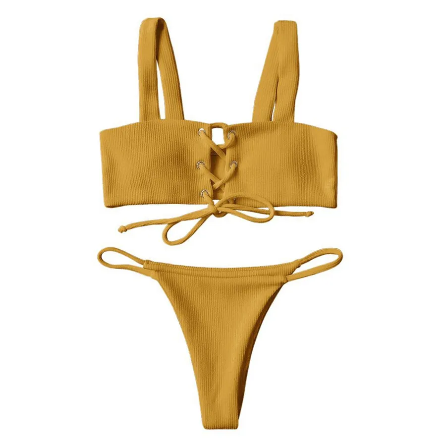Sexy Push Up Bikini Set Women 2021 Halter Top Patchwork Swimwear New Swimsuit Beach Wear Brazillian Bikinis Female Bathing Suits | Женская