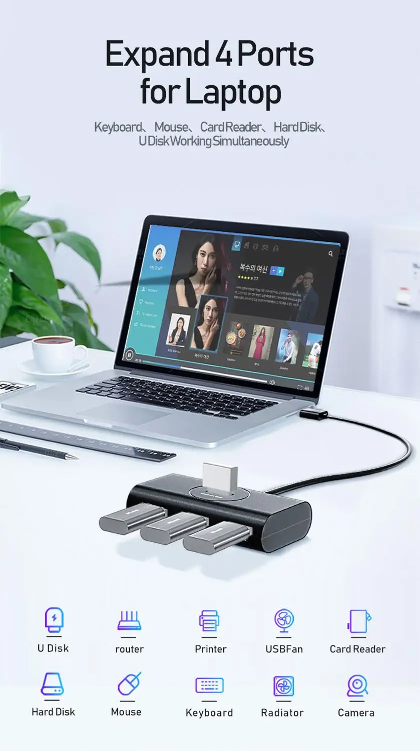 Unnlink 4 Порты и разъёмы usb-хаб USB 3,0 высокоскоростной разветвитель 5 Гбит/с USB удлинитель 0,25 м 0,5 м 1 м 1,5 м 2 м для Deskto ноутбук Тетрадь
