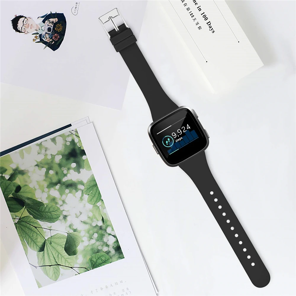 Часы наручные Fitbit Versa 2 мужские и женские заменяемые тонкие силиконовые с