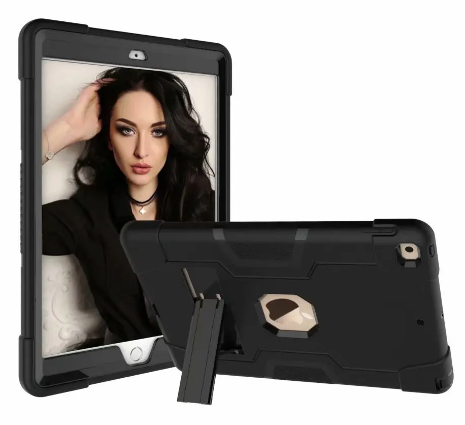 Black 360 полноразмерный противоударный бронированный чехол для нового iPad 10,2 7-го поколения PC силиконовый бампер чехол для iPad 10,2 Чехол подставка - Цвет: Black