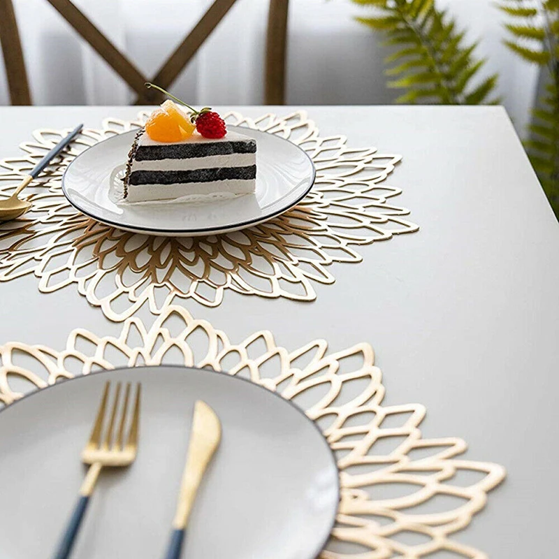 Салфетки для обеденного стола ажурные цветочные коврики из ПВХ чашек и кофе