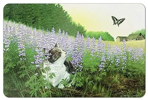 

Cat and Butterfly Metal Sign in the Countryside, Home, Business, Office