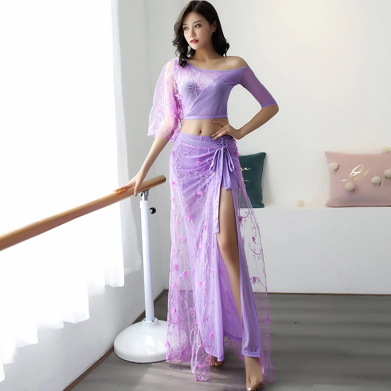 Женское платье для танца живота длинное с топом и юбкой восточных танцев одежда