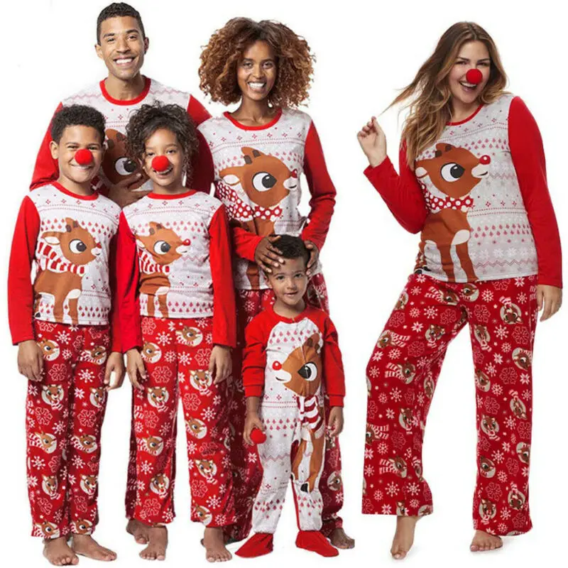 Семейные комплекты Рождественский пижамный комплект из хлопка для взрослых