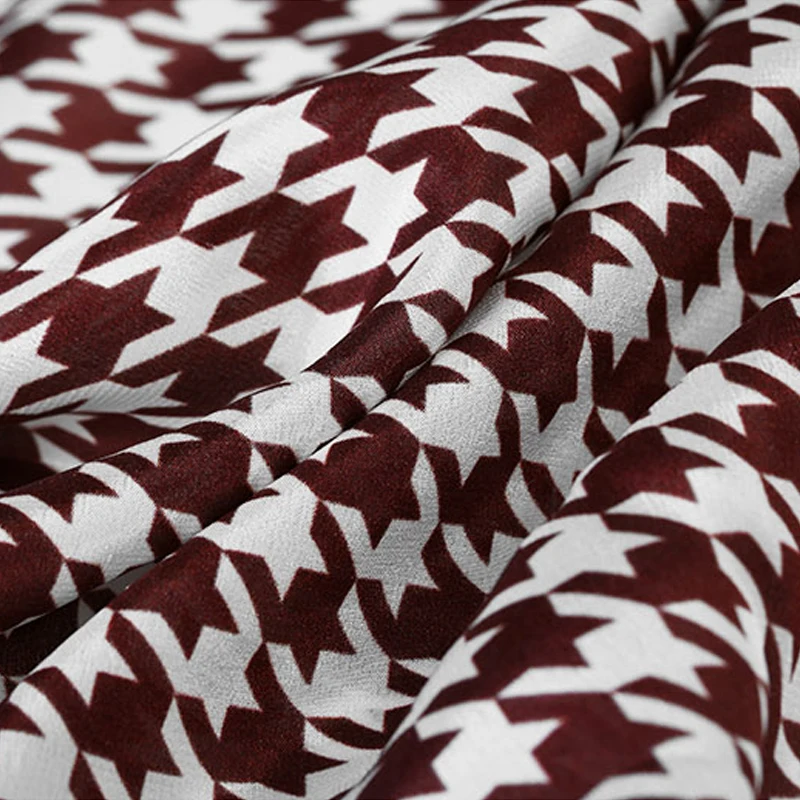 Шоколад плед ржанка цифровая картина креп Крепдешин шелковой ткани для летнее