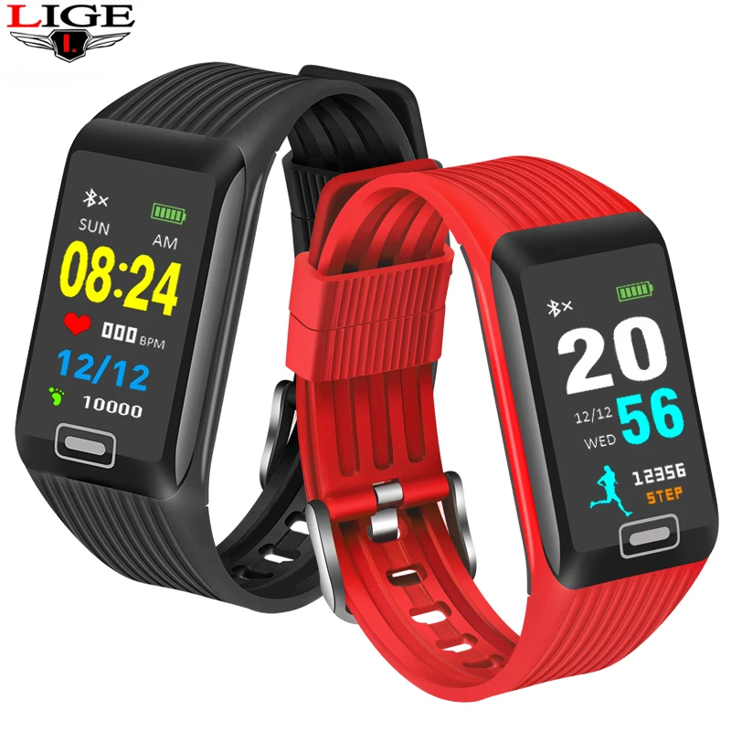 LIGE умный браслет для мужчин и женщин фитнес монитор сердечного ритма шагомер