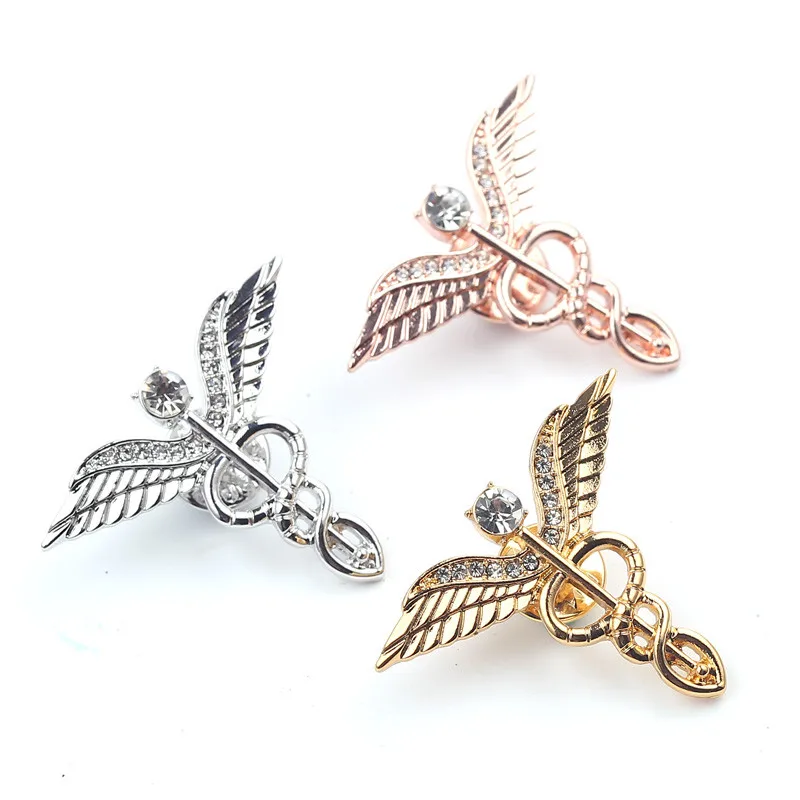 Rashen Mercury Золотая брошь скипетр значок для медицинского студента классическая