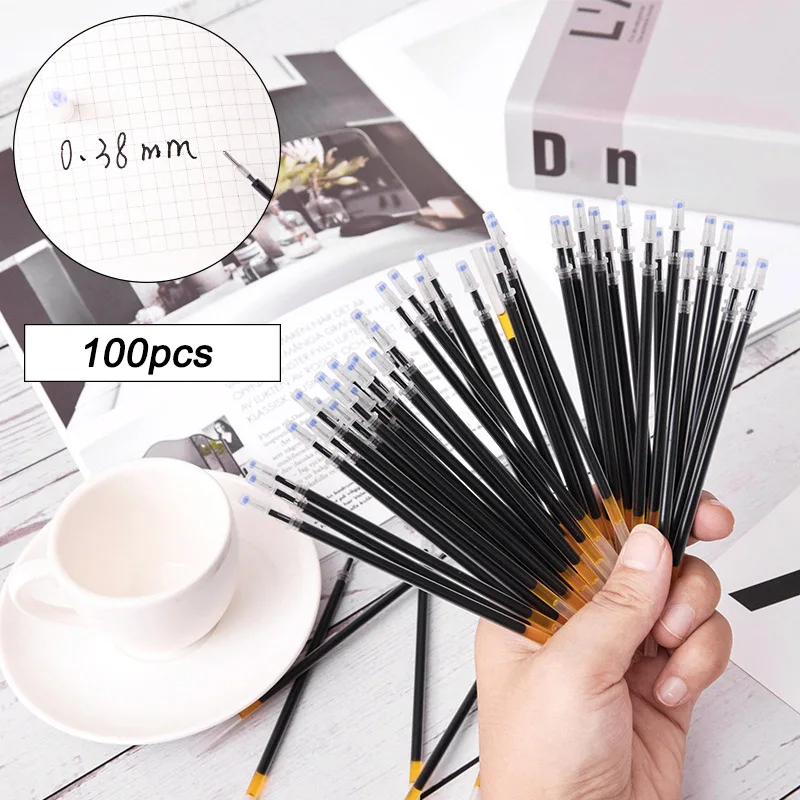 

100 шт./компл. геля чернил Refill черные чернила для ручки 0,38 мм офиса школы стационарные DU55