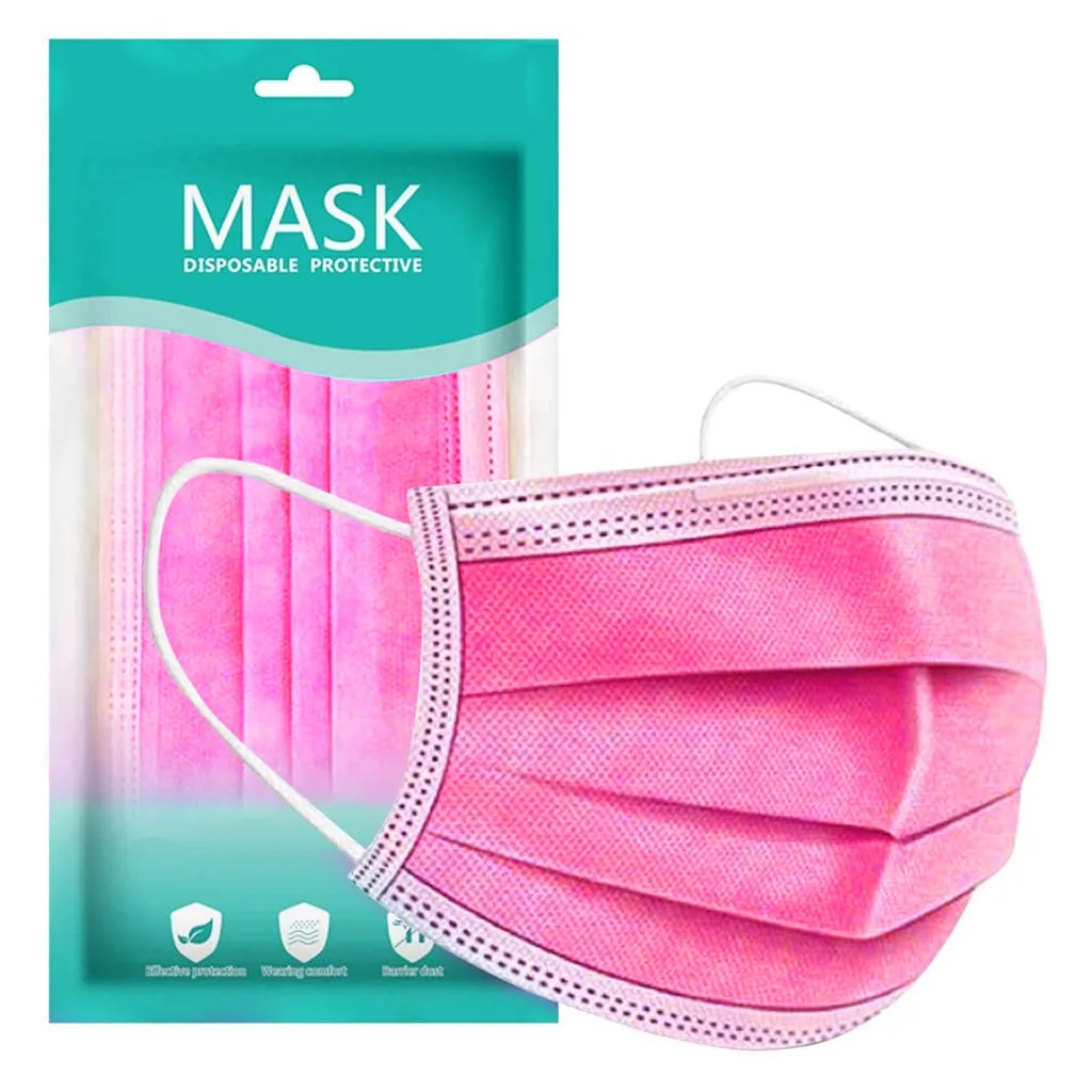 

20PCS Hot Pink Disposable ace Care Industrial 3ply Ear Loop Adjustable Health Care Accessories