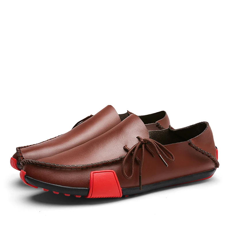 Мужские легкие кожаные туфли ручной работы Повседневные Дышащие лоферы