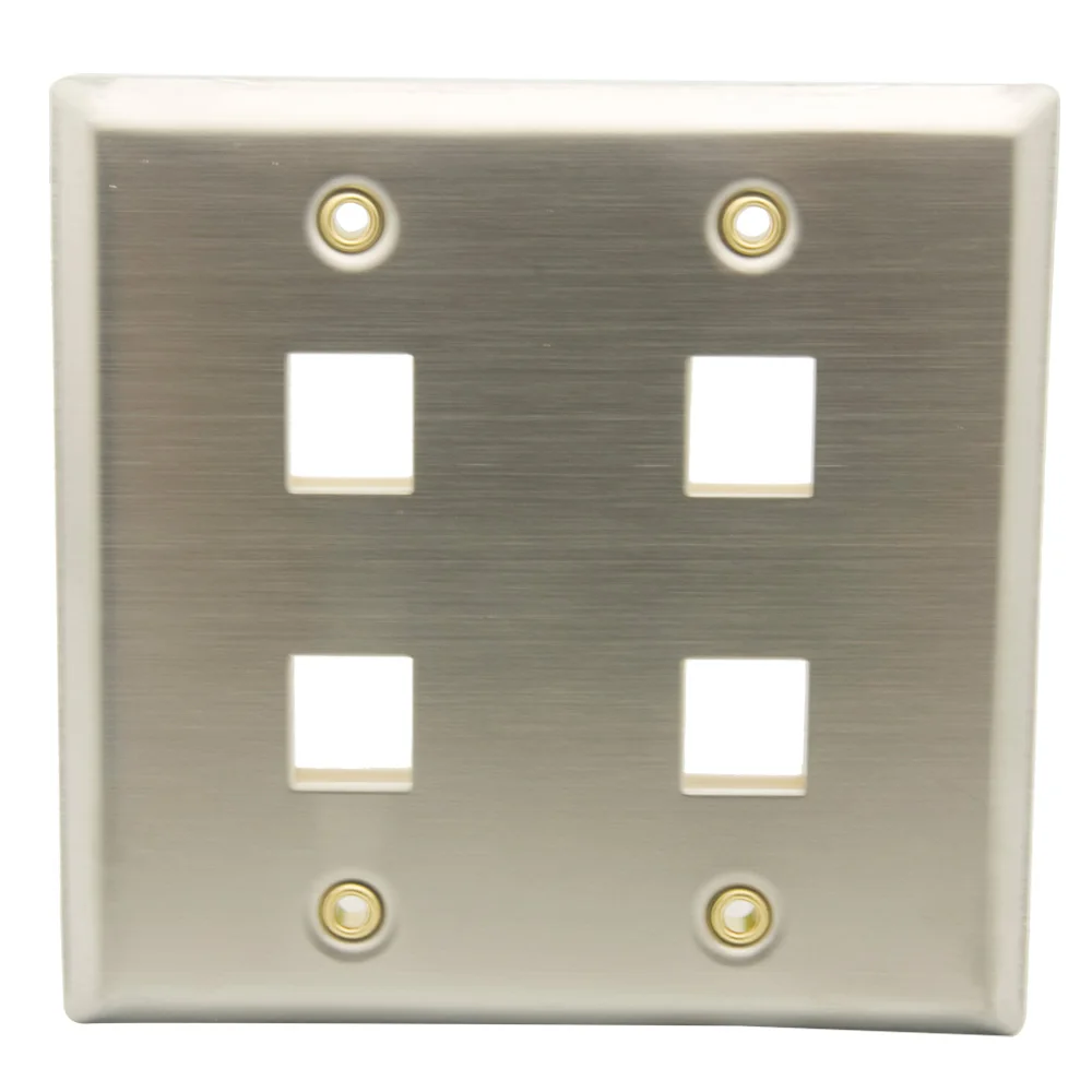 

2 Gamg Stainless Steel 4 Ports Keystone Holes Wall Plate