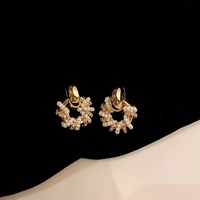 origin summer temperament french circle twist rope simulation pearl dangle earring for women gold color hollow earring jewelry