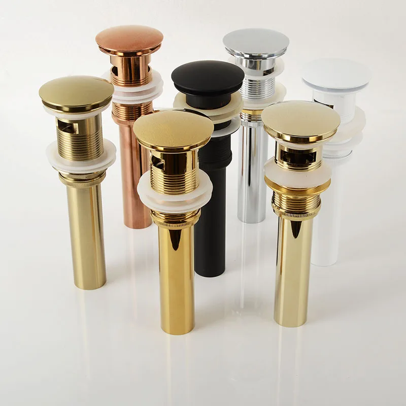 

Brass Basin Sink Pop Up Drain Brass Drain Plug Gold Bathroom Sink Pop up Drain With and Without Overflow