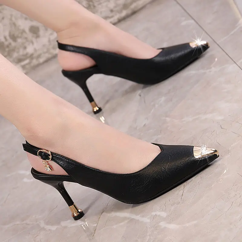 

Сандалии Baotou женские, новинка 2021, элегантные остроносые туфли, крутые привлекательные модные женские туфли на высоком каблуке