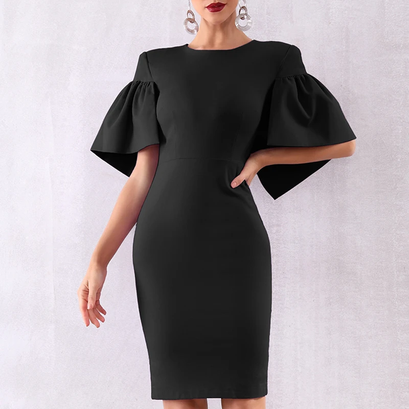 INDRESSME, новинка, модное Клубное платье с круглым вырезом и рюшами, Короткий плащ, рукав, женские вечерние платья, облегающее платье миди, фиолетовое платье для офисных леди