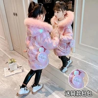 childrens coat winter jacket girl bright face long cotton clothes for kid bags baby colorful jacket tz933