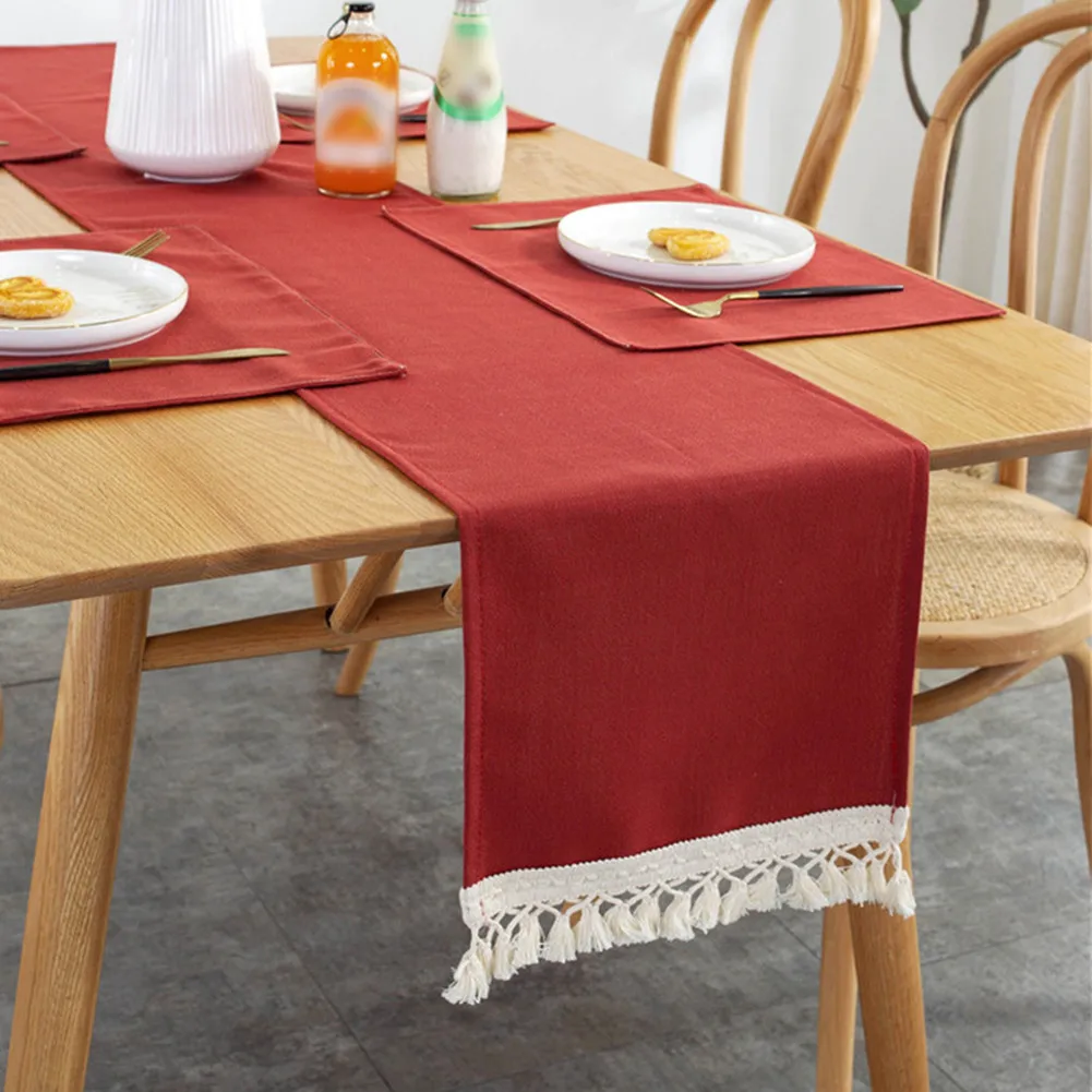 

Waterproof Table Runner With Tassels Table Cover Table Cloth For Home Dining Desktop Decorative Tablecloth For Banquet Baptism