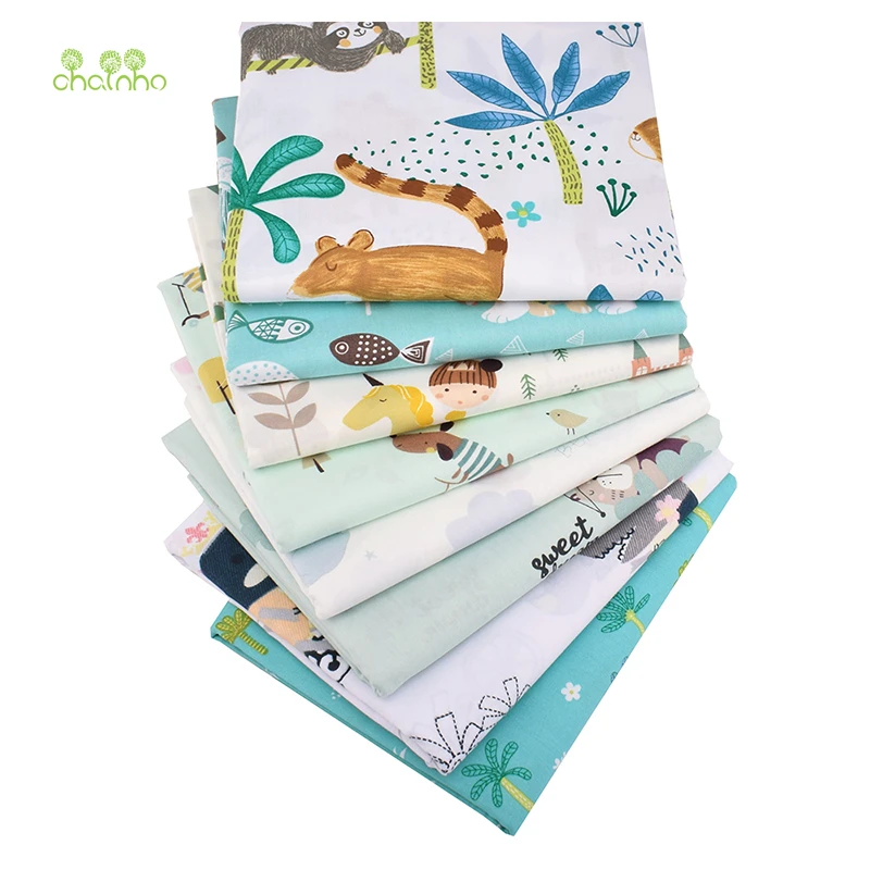 Chainho 8 шт./лот мультяшная серия саржевая хлопчатобумажная ткань с принтом