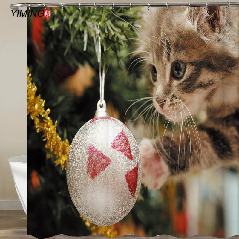 2020 Рождественская Водонепроницаемая занавеска для душа в ванную комнату