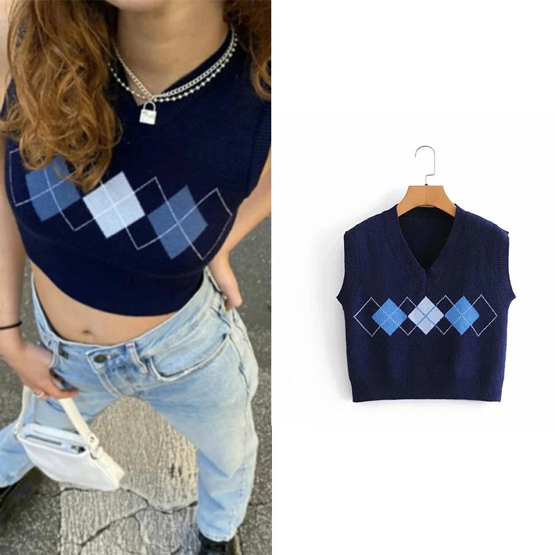 2020 Новый Трикотажный жилет с v образным вырезом для Для женщин осенью свитер