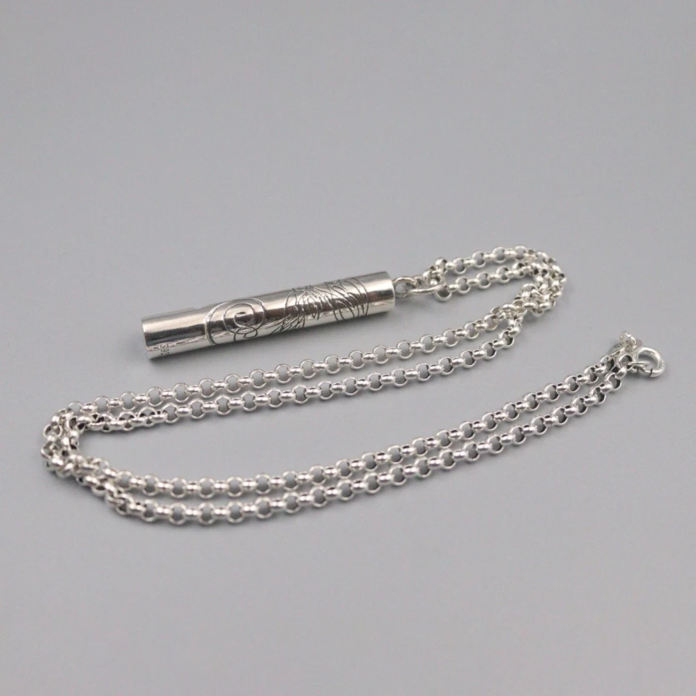 Подвеска из чистого серебра блестящая счастливая резная свисток подвеска для