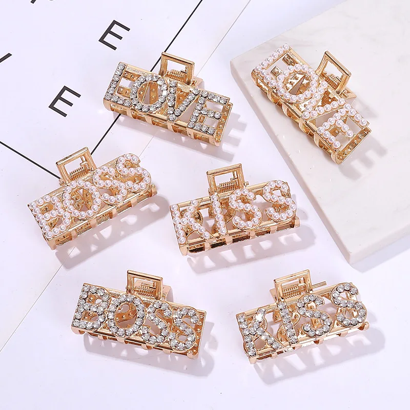 Новые женские заколки для волос с надписью заколка краб жемчужный зажим босса