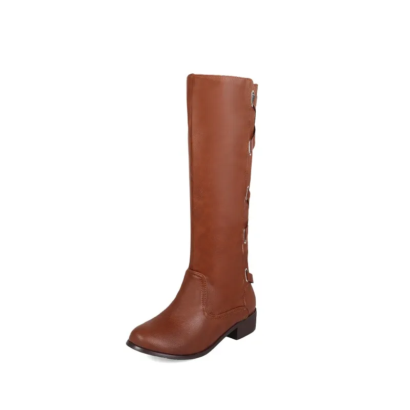 Women Shoes Boots Round Toe Big Size Brown | Обувь