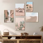 Марокканский розовый кактус пустыня верблюд пейзаж настенная Картина на холсте скандинавские постеры и принты для гостиной спальни художественное украшение