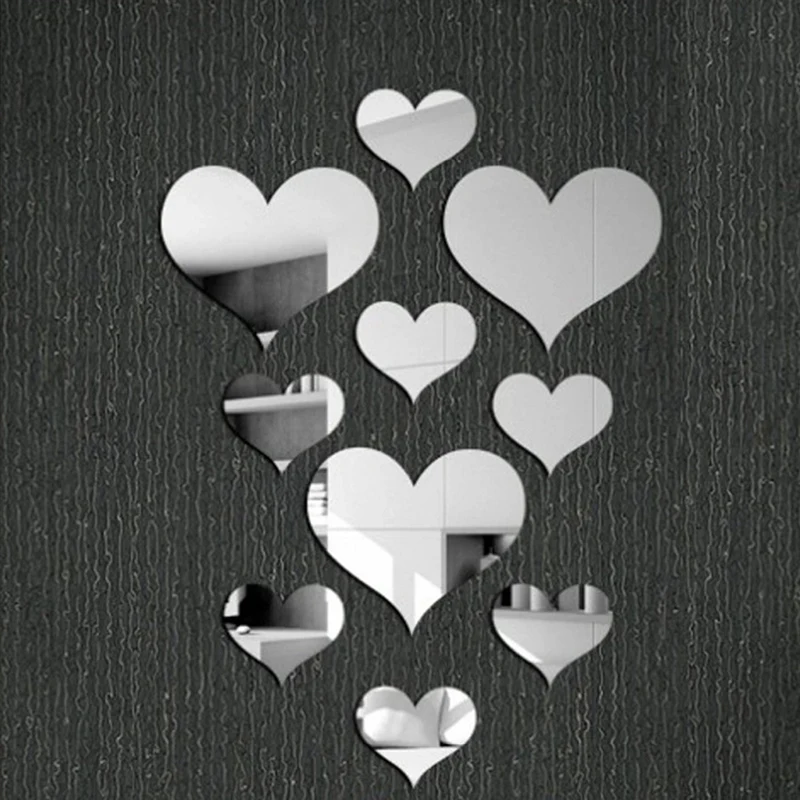 

10 Pcs Heart Wall Sticker Fashion Stickers Decal Living Room Home Decor DIY Creative Modern Background Wall Decoration