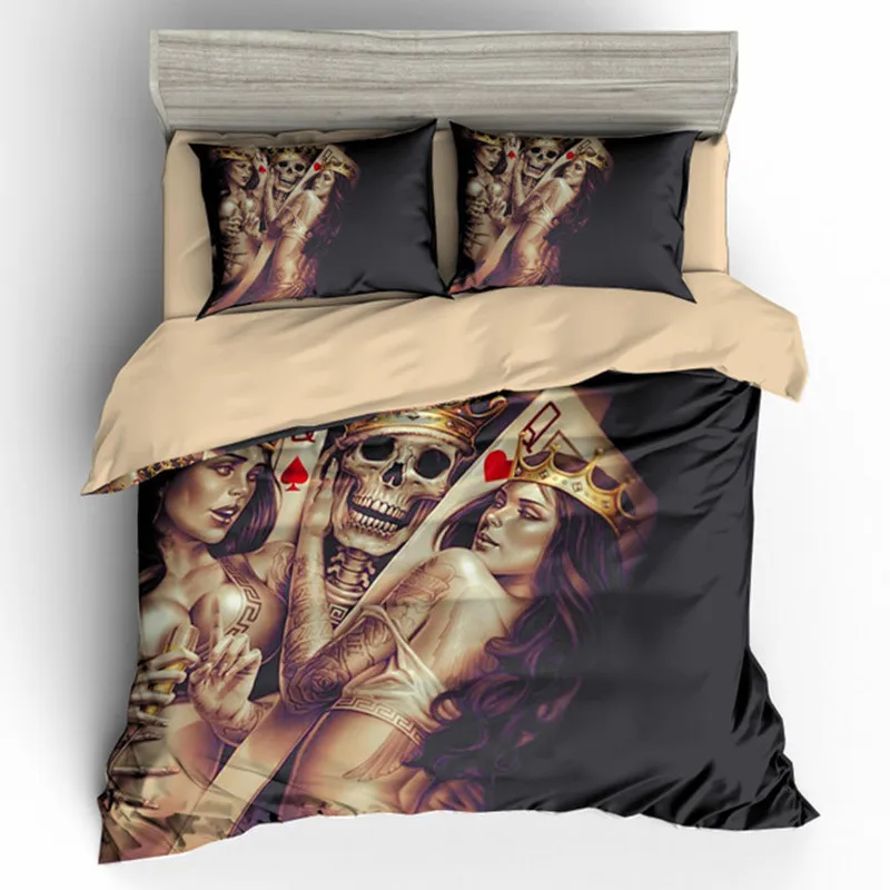 

Baobei 3d sugar skull bedding set king size bohemian skull print duvet cover set with pillowcase queen bed best gift bedline