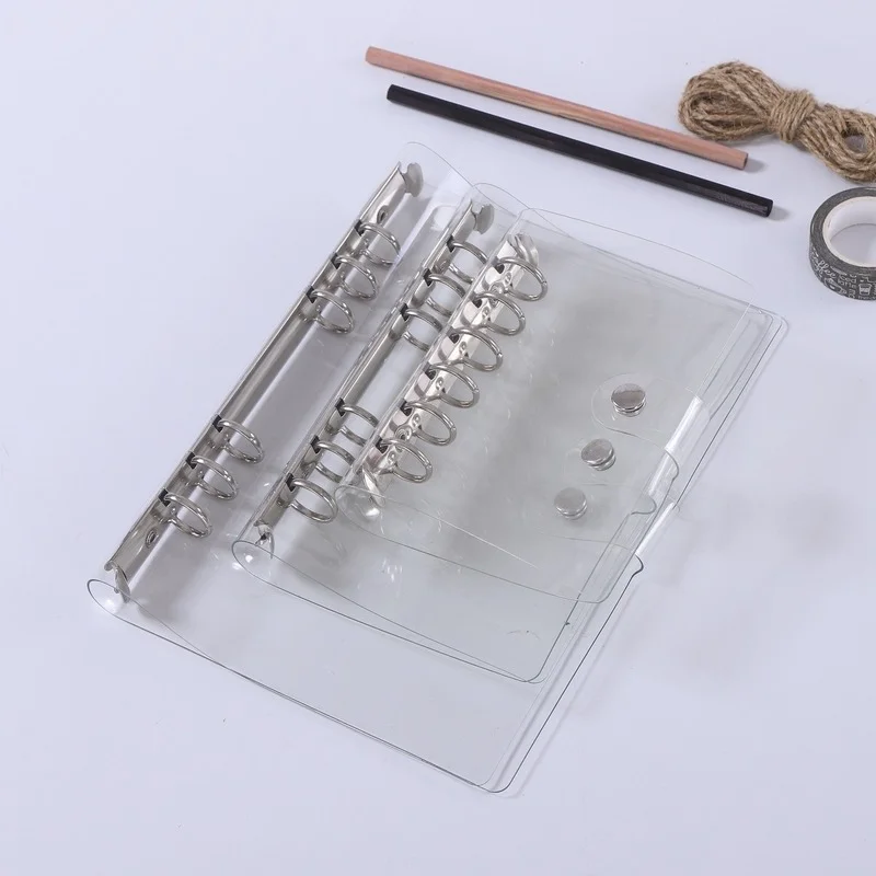 

Блокнот A6/A5 прозрачный, 6 колец, желтое кольцо с листьями, милые школьные и офисные принадлежности, оформление