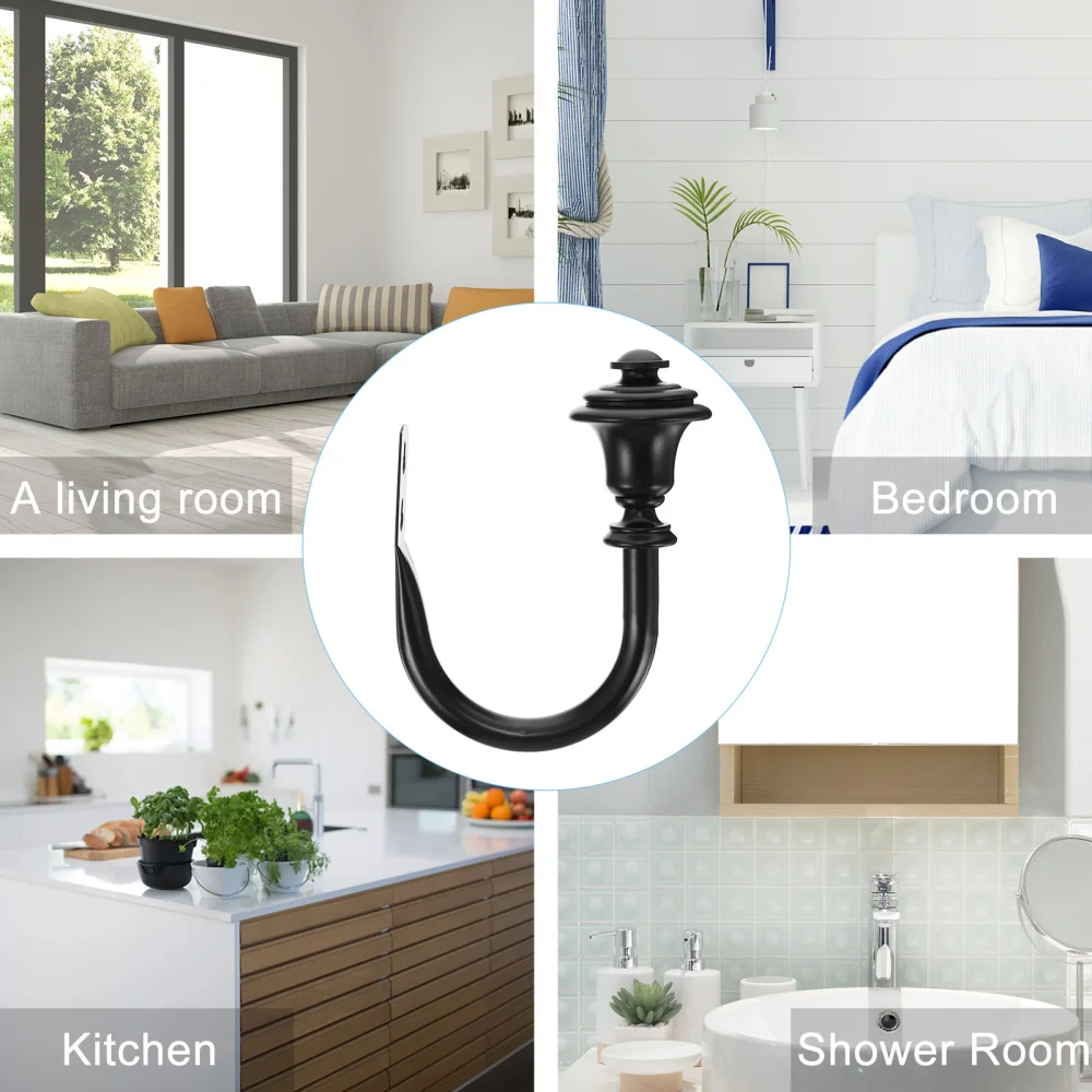 

2pcs Curtain Holdback Iron Curtain Tieback Curtain Hook Curtain Holder for Home