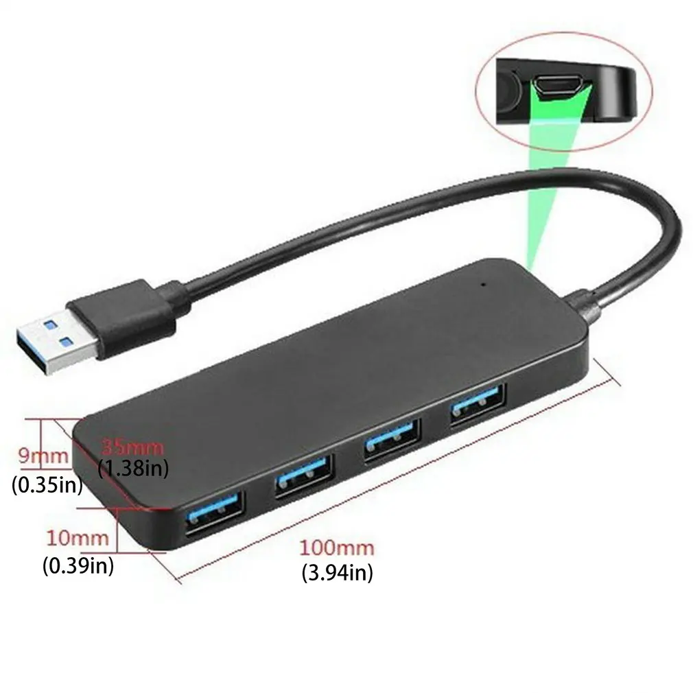 

4-Port USB 3.0 Hub Ultra-Slim USB 3.0 Hub Compatible For MacBook Mac Pro Mac Mini Surface Pro XPS PC Flash Drive Mobile HDD