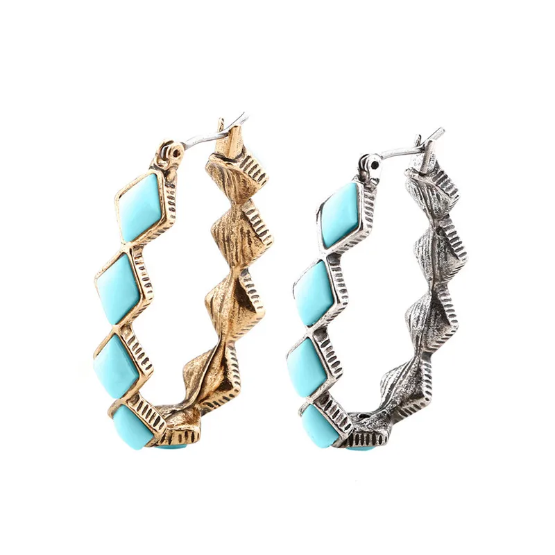 Женские винтажные серьги с акриловыми бусинами Коми богемные в форме C бирюзой