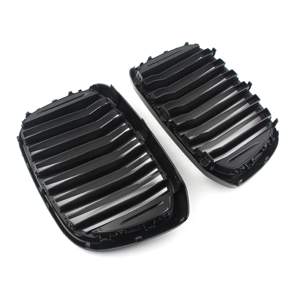 

For BMW G01 G02 X3 X4 2018 2019 2020 2Pcs Matte Black Car Front Kidney Hood Grille ABS Dual Line Mesh Grill
