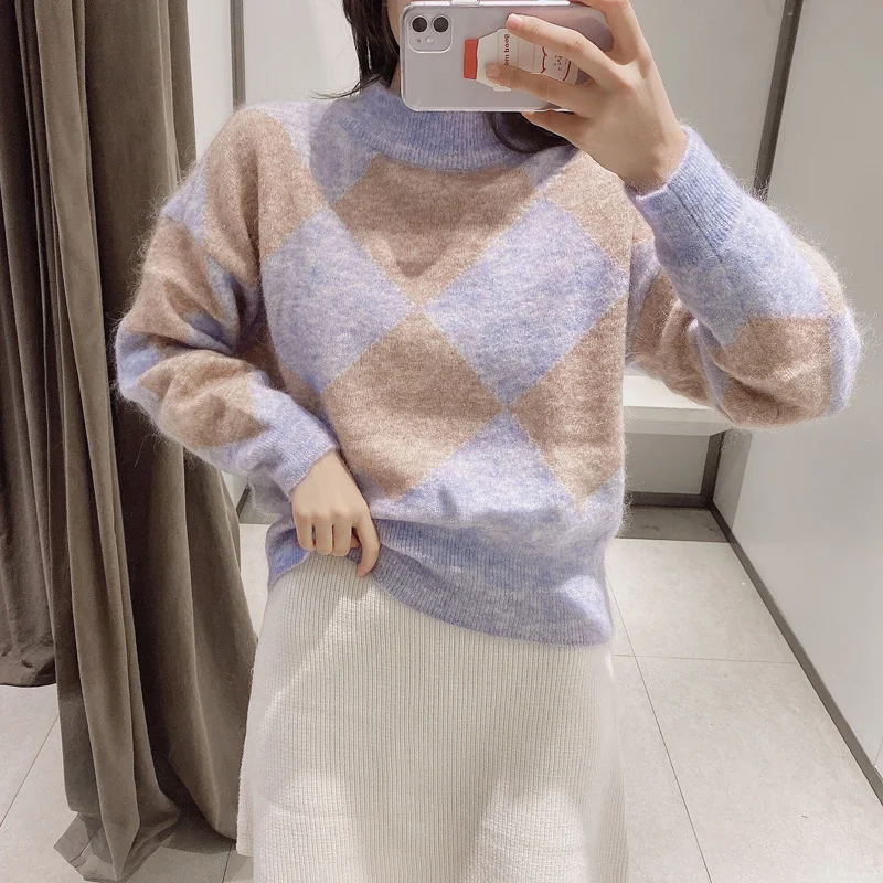 Женский Повседневный свитер AGong элегантный с круглым вырезом и длинным рукавом