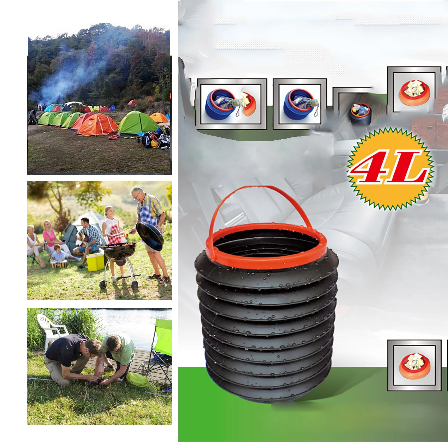 Многофункциональное складное ведро/мусорное ведро Универсальное Автомобильное