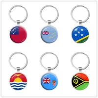 solomon islandsvanuatutuvalufijisamoakiribatitonga national flag 25mm glass cabochon keychain key ring jewelry gift