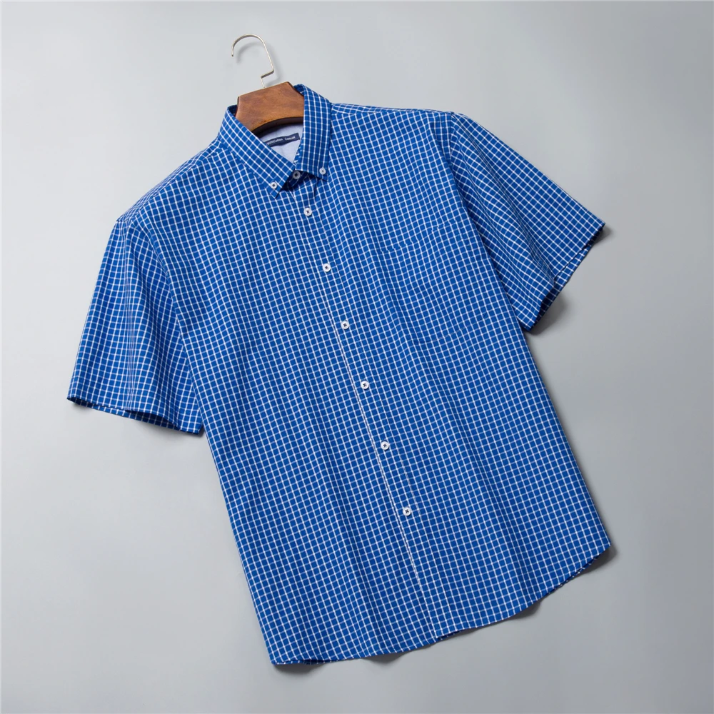 

Plus Size 5XL 6XL 7XL 8XL Short Sleeve Classic Striped Shirt 2021summer New Men's Casual 100% Cotton Shirts Fat Button Up Shirt