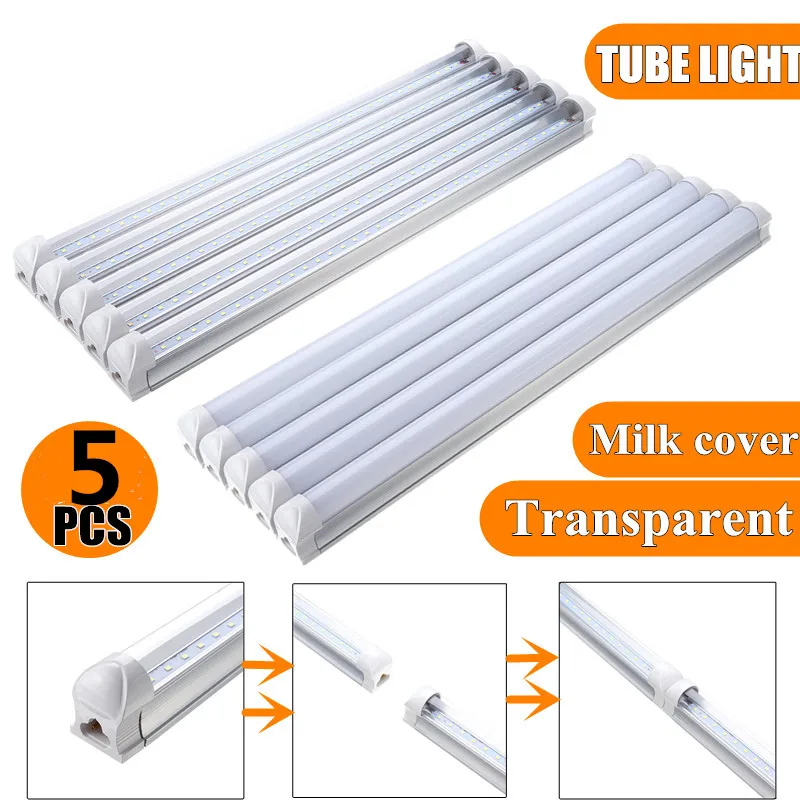 

5PCS/Set 1.6FT T8 LED Tubes AC85-265V 50cm T8 G13 12W SMD2835 36 LED Tube Fluorescent Light for Indoor Home Kitchen Decor