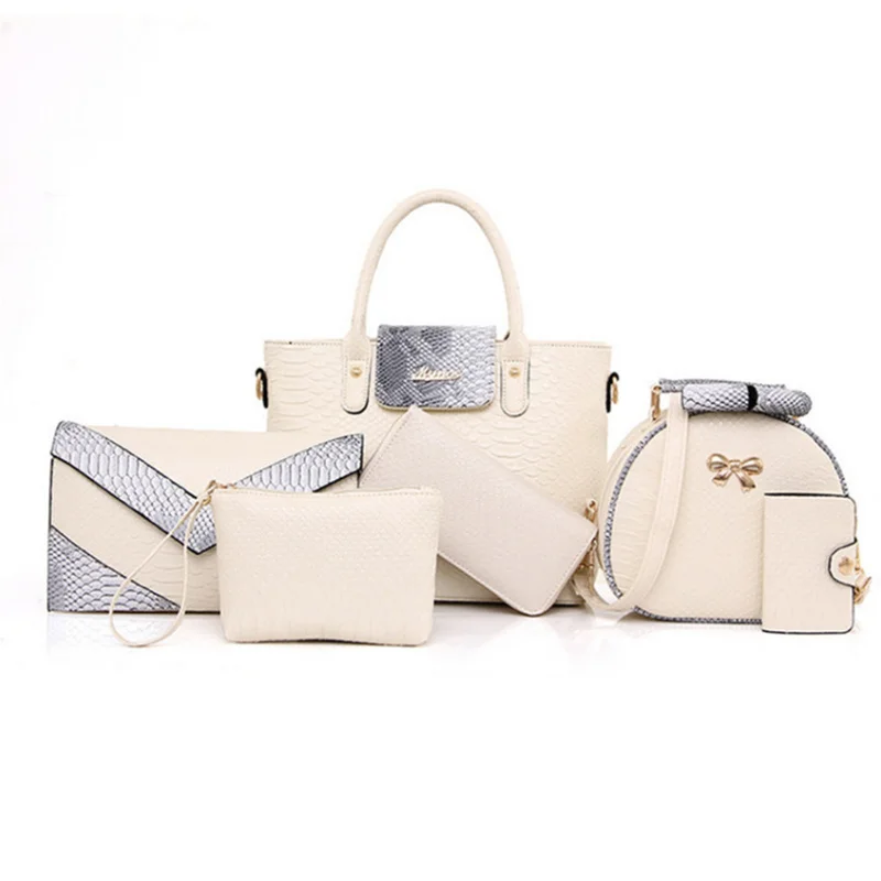 

Набор женских кожаных сумок с ручками сверху, роскошная сумка, комплект дамских сумок из 6 предметов