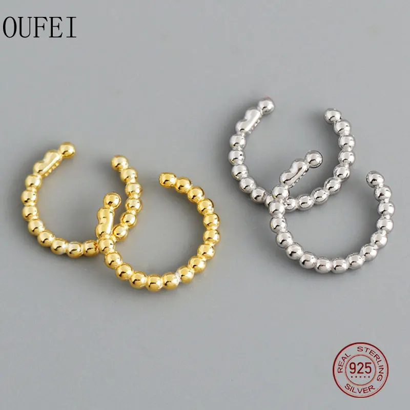 

Bead Ear Cuff Non Pierced 925 Sterling Silver Clip Earring For Women Micro Pave Girl Gift 2021 New Accessories Fine Jewelry