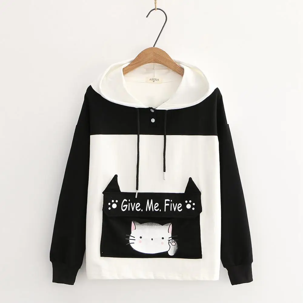 Женские Лоскутные толстовки популярных цветов 2020 Осенние милые свободные с