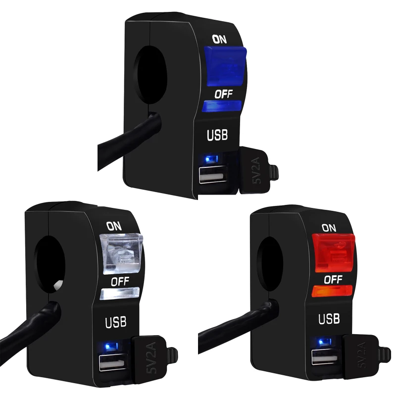 

Car USB Charger For Motorcycle Auto Truck ATV Boat 12V USB Socket Charger Power Adapter With LED Light Switch USB Car Charger