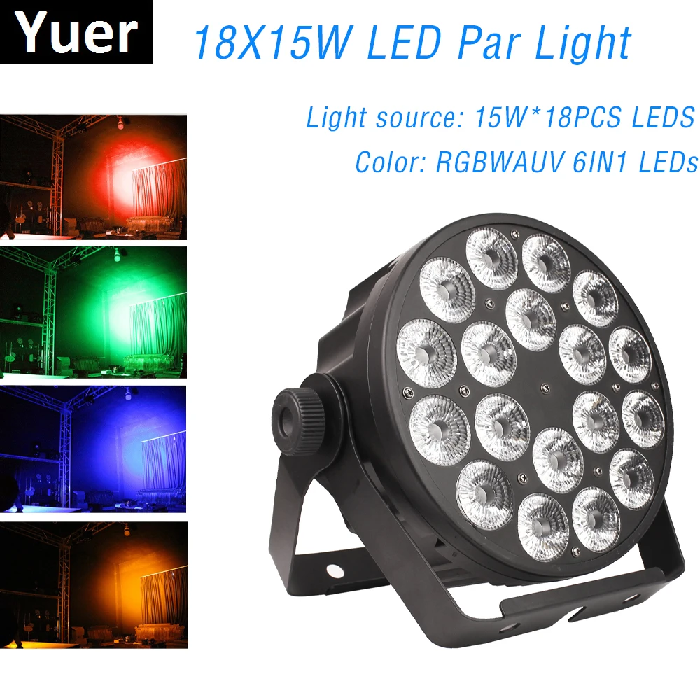 LED Par Light 18X15W Dj LED Par Cans RGBWA-UV 6IN1 Wash Disco Light DMX Controller Dj Effect For Small Party KTV Stage Lighting