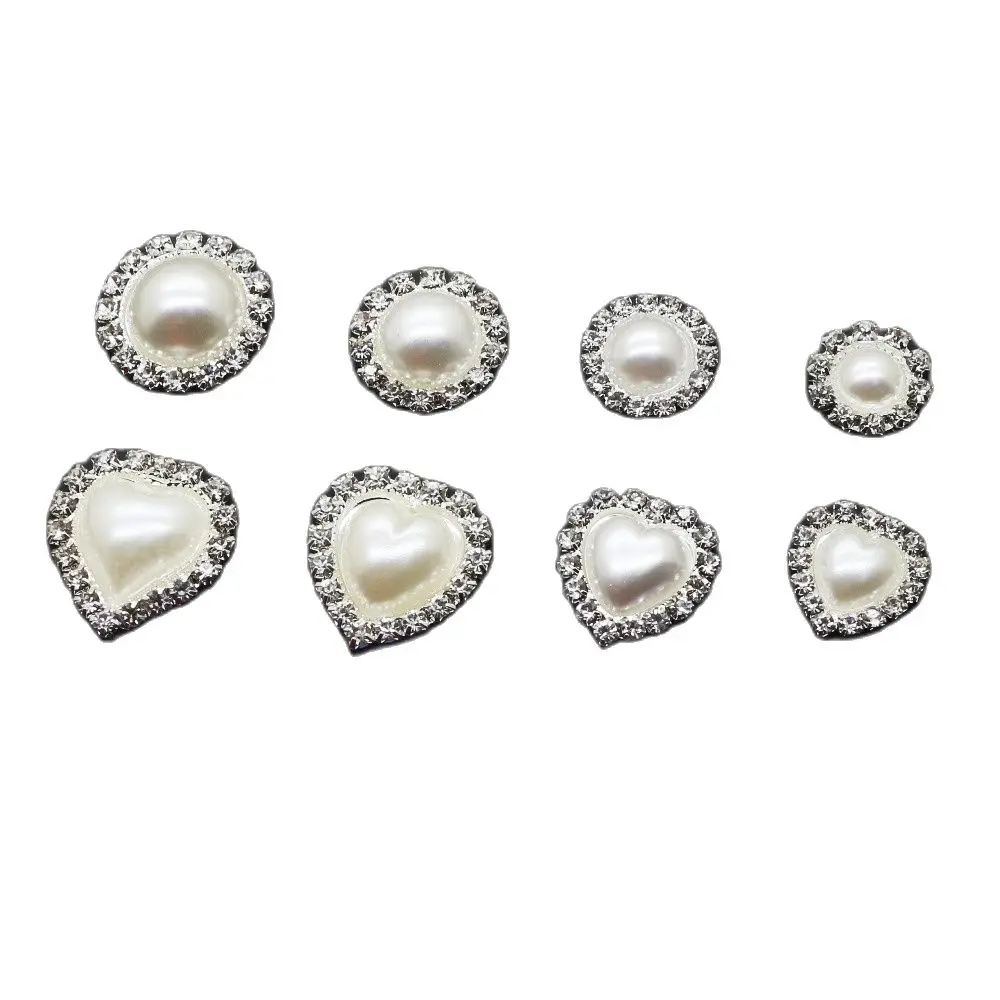 Горячая Распродажа 10 шт. не царапается белый жемчуг стразы пуговицы Flatback